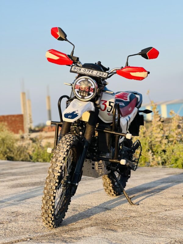 "Hero X Pulse 200 motorcycle par installed black crash guard for safety"